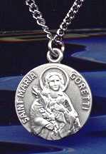 St Maria Goretti Sterling Medal - Round, Dime Sized