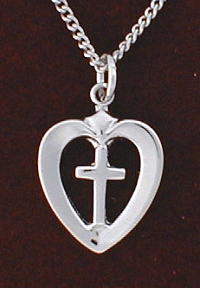 Cross Heart Necklace Sterling