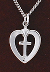 Cross Heart Necklace Sterling