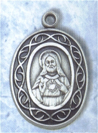 Scapular Sterling Medal - Oval, 7/8 Inch