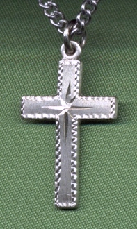 Sterling Engraved Cross 7/8 In.