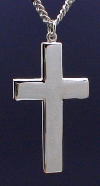 Large Simple Sterling Cross Necklace