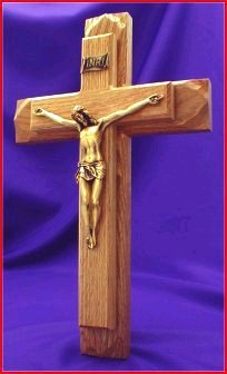 Sick Call Crucifix Set Oak 12 3/4in.
