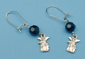 Guardian Angel with Jet Crystal Earrings