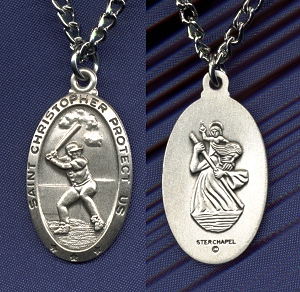 Oval St. Christopher/Baseball Medal Sterling