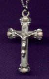 Heart Decor Crucifix in Sterling w/Pink Enamel