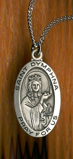 St. Dymphna Medal 1 In. Oval Sterling