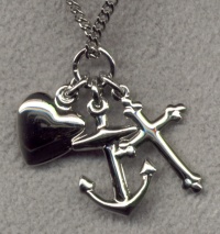 Sterling Cross, Anchor & Heart Necklace