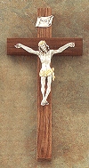 Walnut & Two-Tone Pewter Cross 8 In.