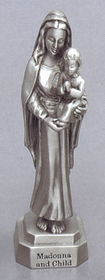 Madonna & Child Pewter Statue 3.5 In.