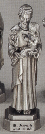 St. Joseph And Child Pewter Statue