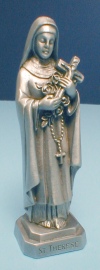 St. Therese Pewter Statue & Prayer