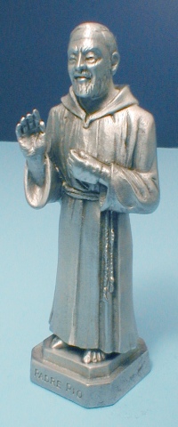 Padre Pio Pewter Statue Prayer