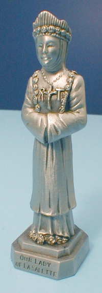 Our Lady Of La Salette Pewter Statue & Prayer