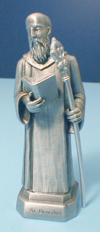 St. Benedict Pewter Statue & Prayer