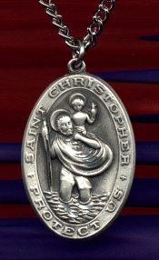 Large Oval St. Christopher In Sterling