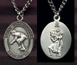 Men's Sterling St. Christopher Rollerblading Medal