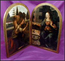Annunciation Diptych Plaque By Da Vinci