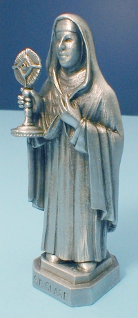 St. Clare Pewter Statue & Prayer