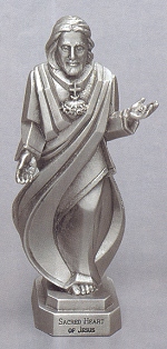 Sacred Heart of Jesus Pewter Statue 3.5 In.