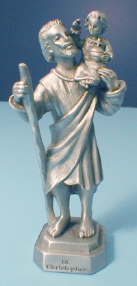 St. Christopher Pewter Statue & Prayer