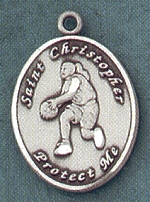 Women's St. Christopher/Basketball Sterling Medal