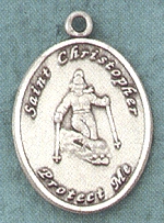 Lady's St. Christopher/Skiing Sterling Medal