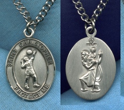Men's Sterling St. Christopher Volleyball Medal