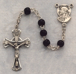 Children's Black Wood Rosary w/Sterling