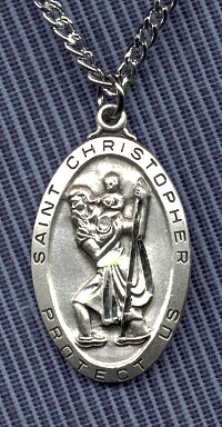 Large Oval St. Christopher 1 1/4 In. Sterling