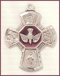 Large Enameled 4-Way Medal Sterling