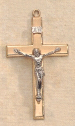 Medium Two-Tone Crucifix Sterling on Gold