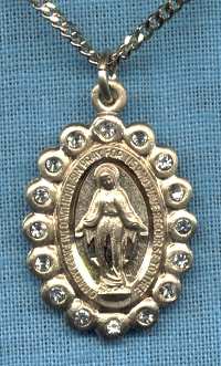 Miraculous Medal-Gold Filled w/ Crystal Border