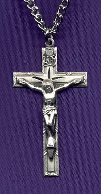 Engraved Crucifix 1 1/2 In. Sterling