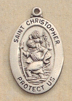 Oval St. Christopher Medal in Sterling
