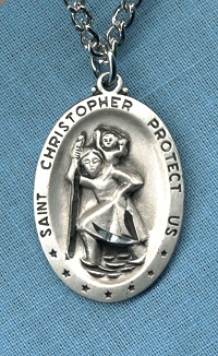 St. Christopher Oval Medal 1 1/8 In. Sterling