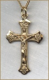 Crucifix Necklace 1 1/4 In. Gold On Sterling