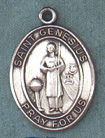St. Genesius Sterling Oval Medal 1 In.