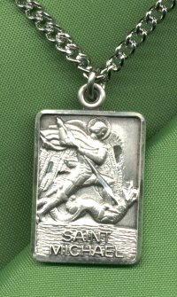 St. Michael Rectangular Sterling Medal