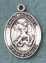St Michael Sterling Oval Medal 1 In.