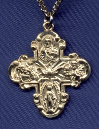 Raised Decor Gold 4-Way Medal Necklace