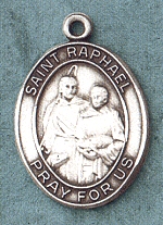 St. Raphael Sterling Oval Medal 1 In.