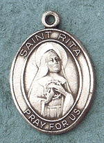 St. Rita Sterling Oval Medal 1 In.