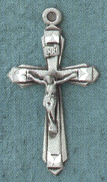 Sterling Engraved Crucifix 1.25 In.