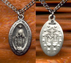 Small Miraculous Medal Oval Sterling
