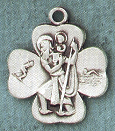 St. Christopher 4-Leaf Sterling Medal