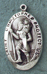 St. Christopher Sterling Medal 1 In. Oval