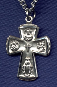 Sterling Cross 4-Way Medal Necklace