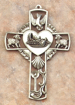 Pewter & White Baby Cross 5 In.
