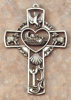 Pewter Baby Cross 5 In.